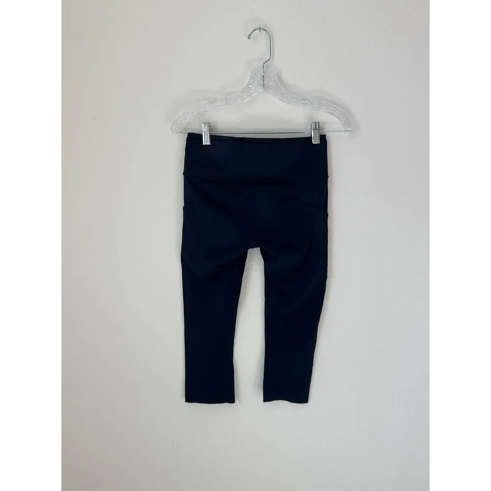 Lululemon Fast and Free Cropped Leggings Navy Blue 17.5” Inseam Size 6